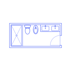 Layouts Bathrooms Primary Shower Bidet 1 Wall Line Art Illustration Svg, Free Vectors File